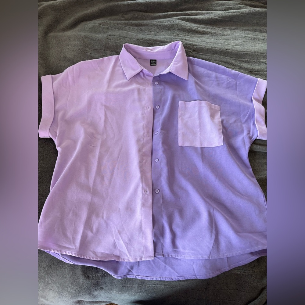 SHEIN light and dark purple button up shirt. Size XL